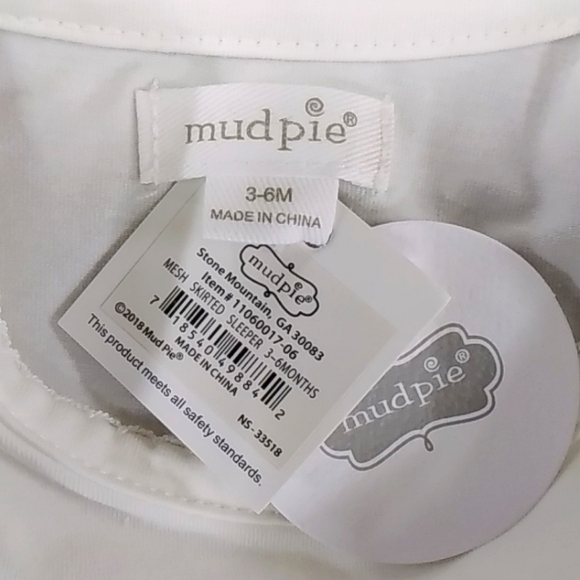 New With Tags!! Mud Pie Mesh Skirted Sleeper 4058p - Picture 6 of 7